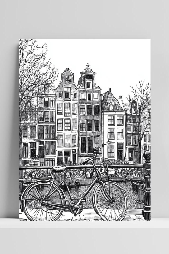 Amsterdam Bicycle B&W op 3mm aluminium dibond