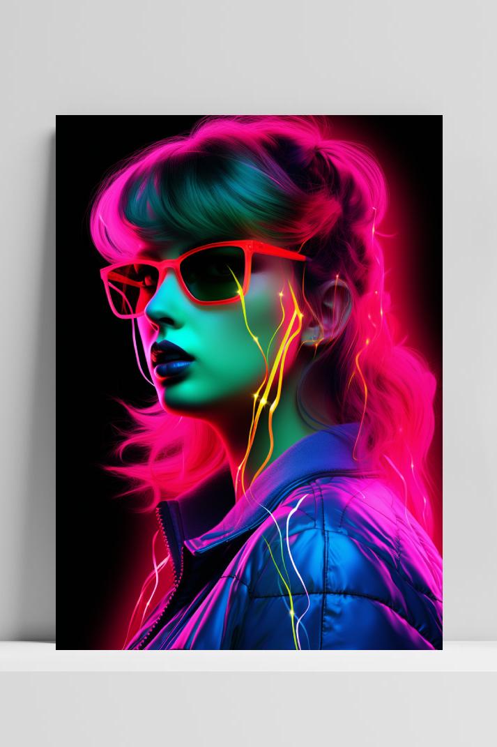 Taylor Swift Neon op 3mm aluminium dibond