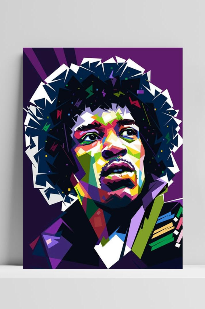 Jimi Hendrix op 3mm aluminium dibond