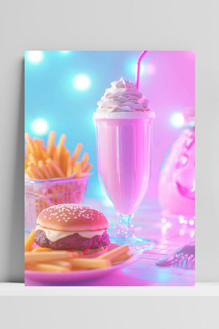 Milkshake Hamburger op 3mm aluminium dibond