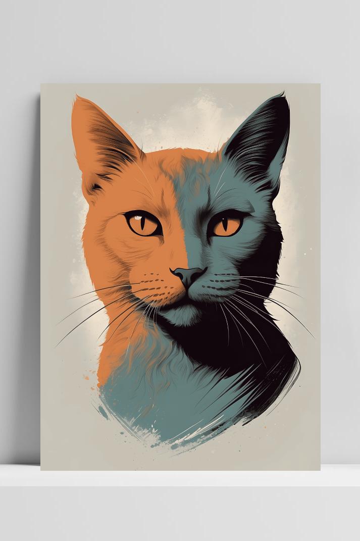 Kat Aquarel op 3mm aluminium dibond