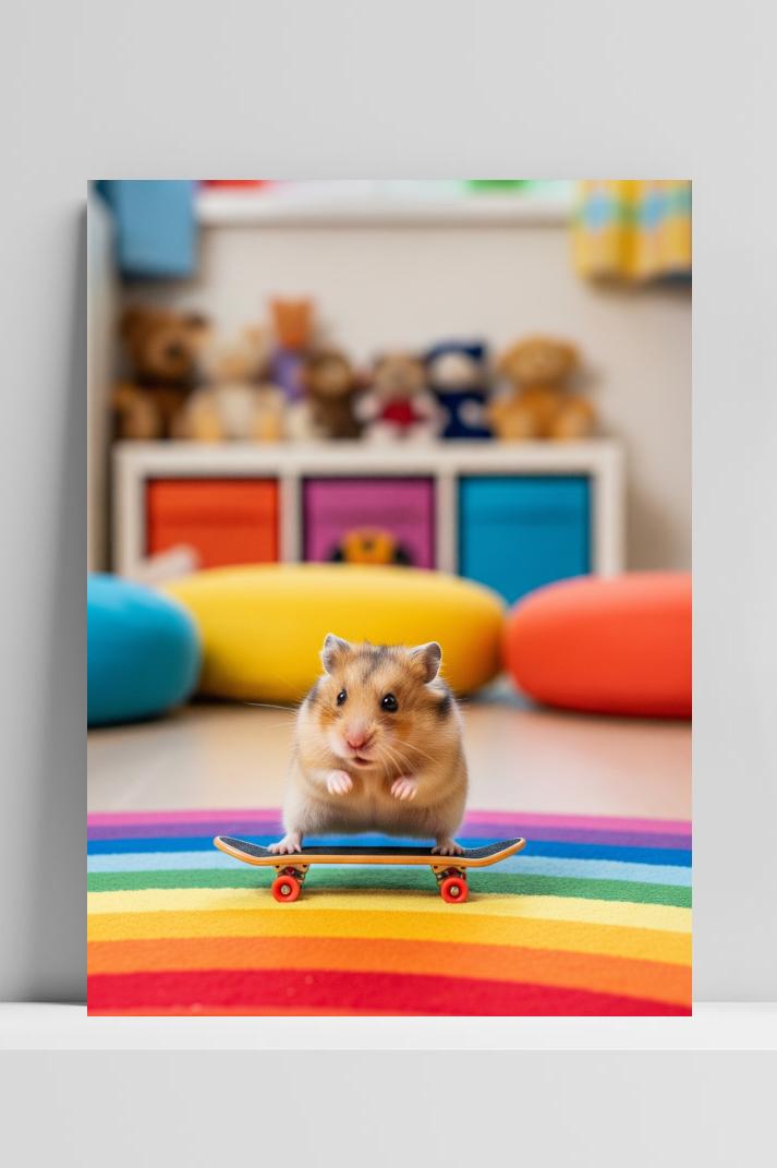 Mouse Hamster Skateboard Rainbow in interieur