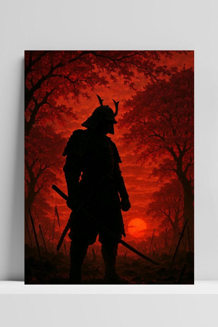 Samurai Silhouette op 3mm aluminium dibond