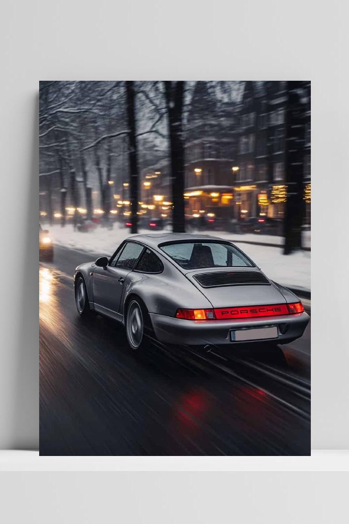 Porsche op 3mm aluminium dibond