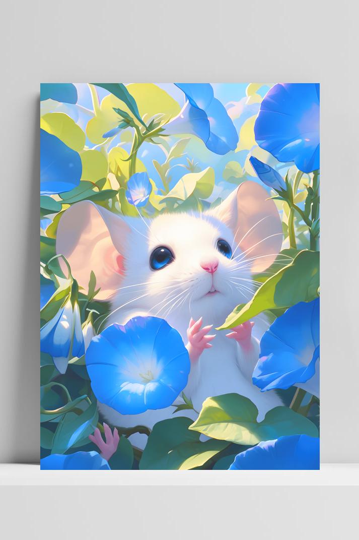 Bloemen Muis op 3mm aluminium dibond