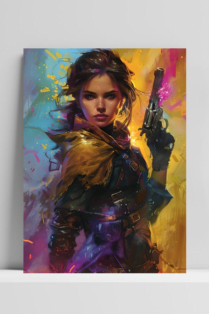 Meisje Pistol op 3mm aluminium dibond