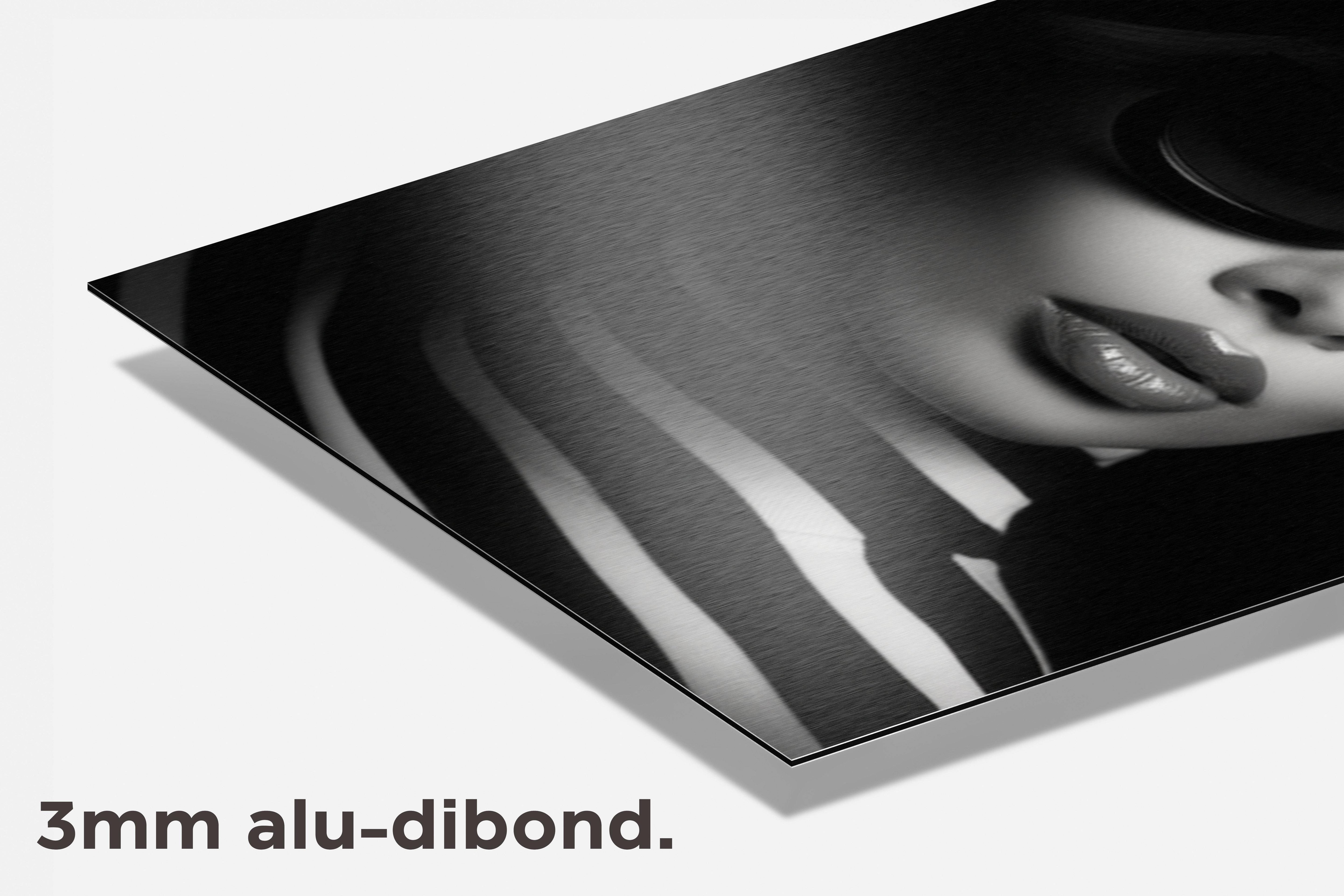 Gestreepte Vrouw Bril dibond detail