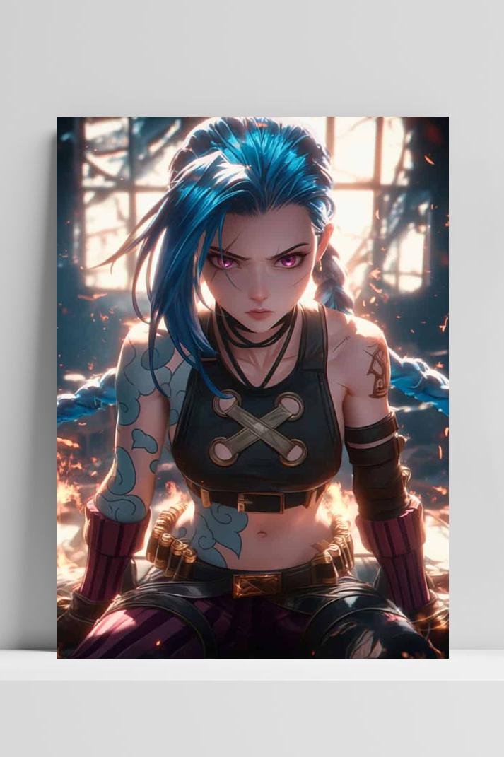 Jinx League of Legends op 3mm aluminium dibond