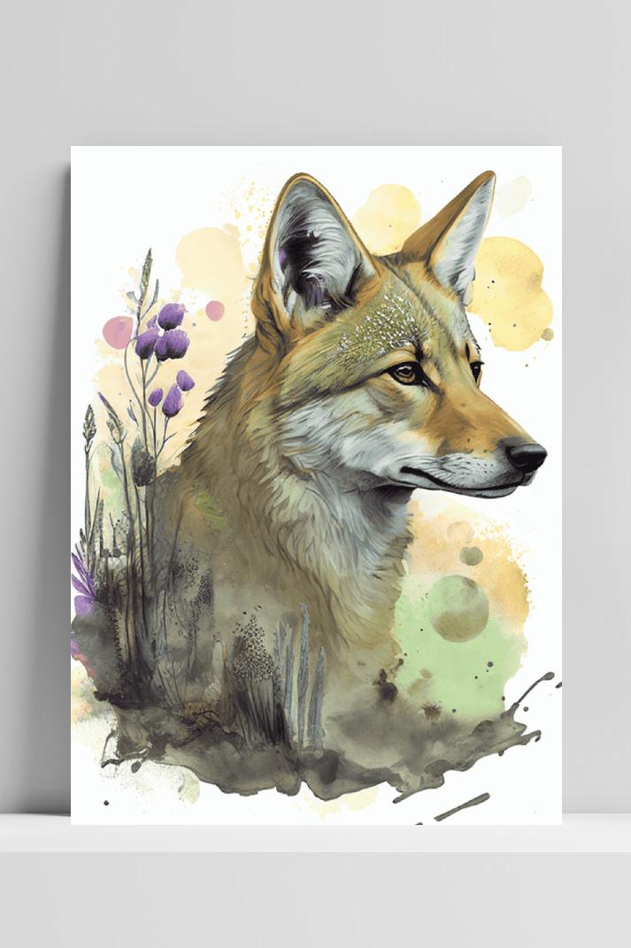 Coyote Poster op 3mm aluminium dibond