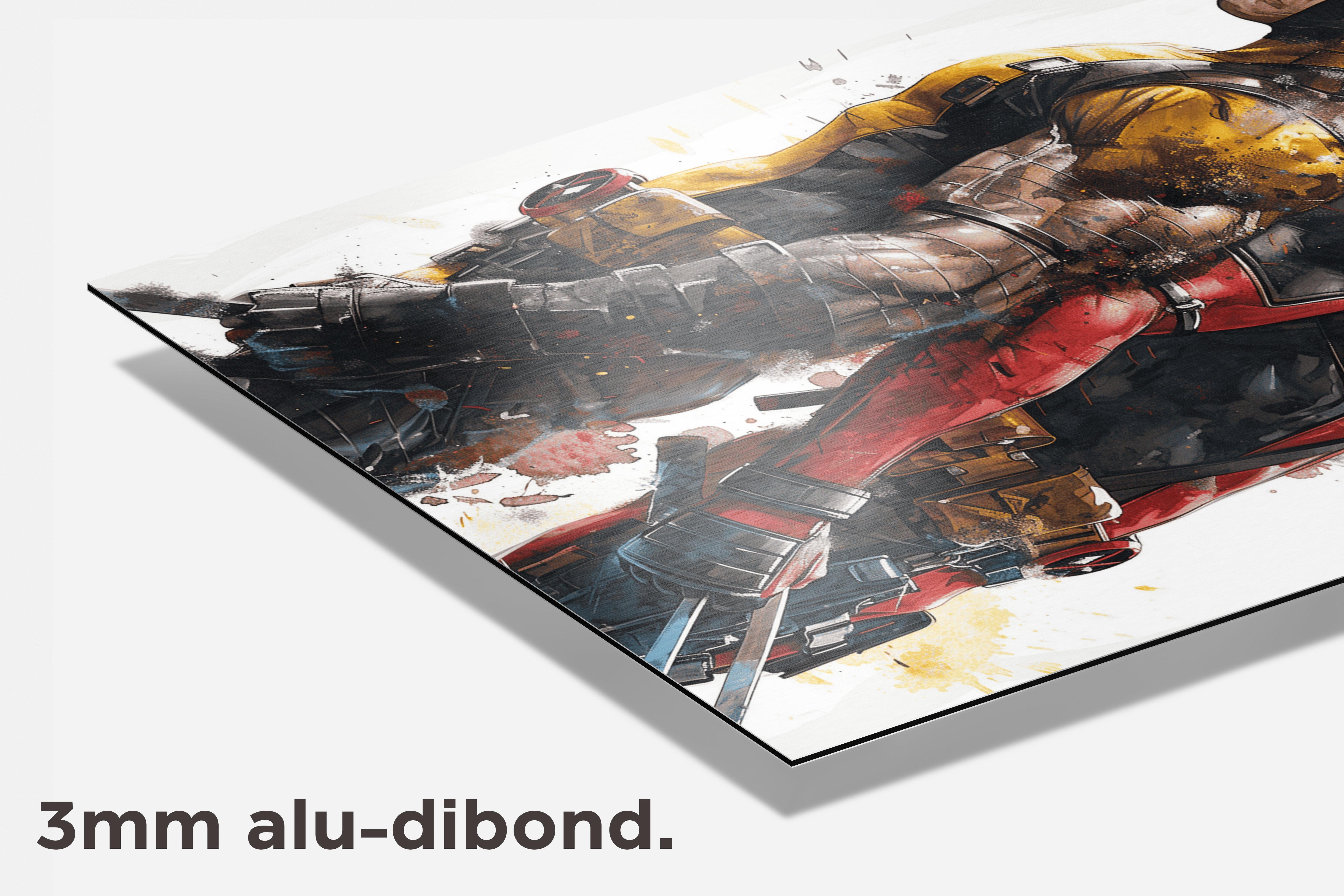 Deadpool en Wolverine dibond detail