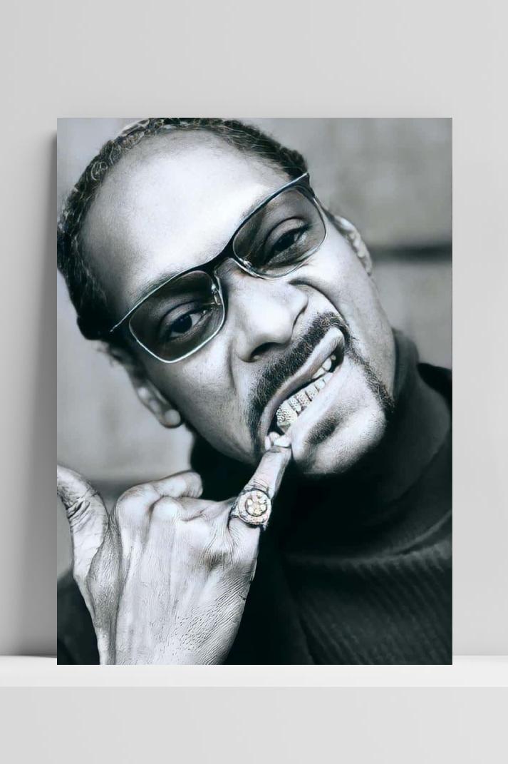 Snoop Dogg Grillz B&W op 3mm aluminium dibond