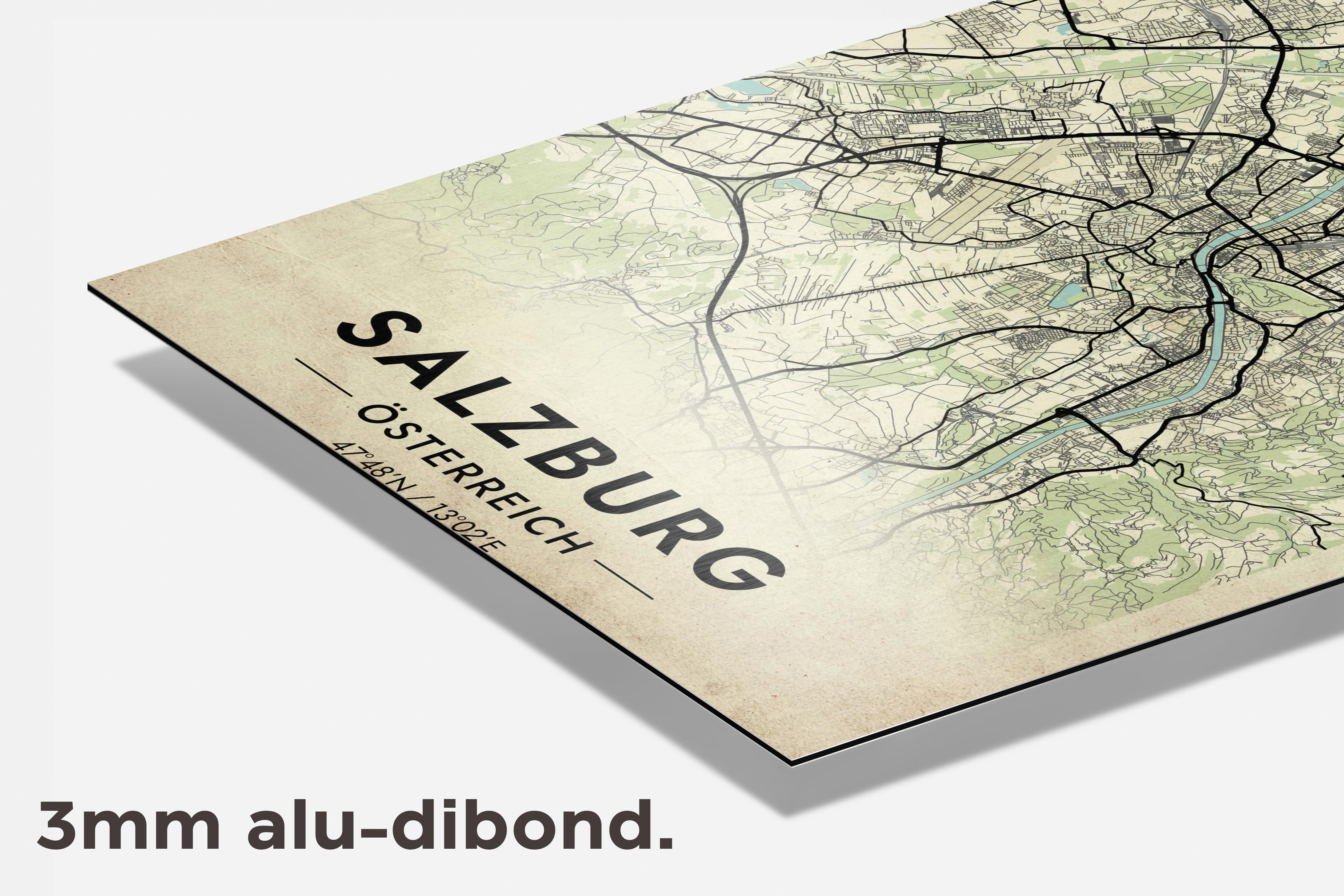 Salzburg Kaart Oostenrijk dibond detail