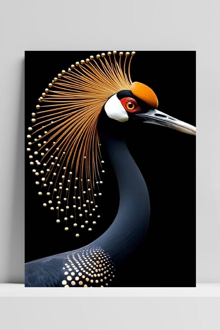 Kroonkraanvogel op 3mm aluminium dibond