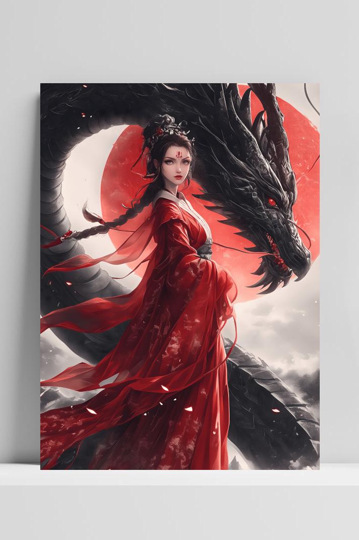 Drakenprinses op 3mm aluminium dibond