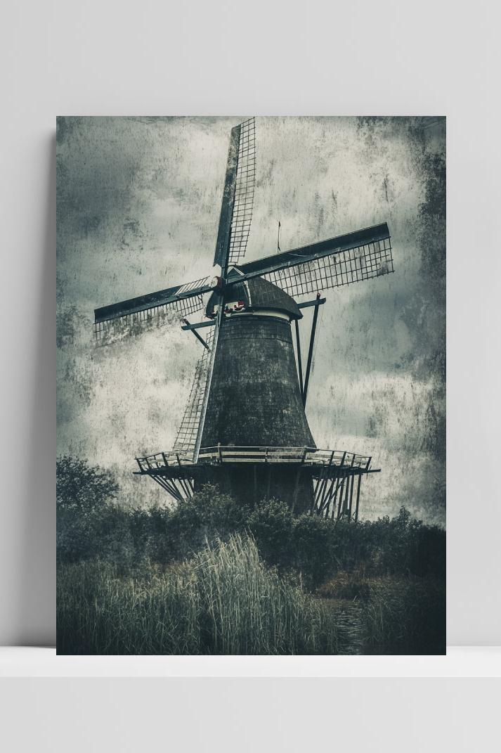 Windmill Vintage op 3mm aluminium dibond