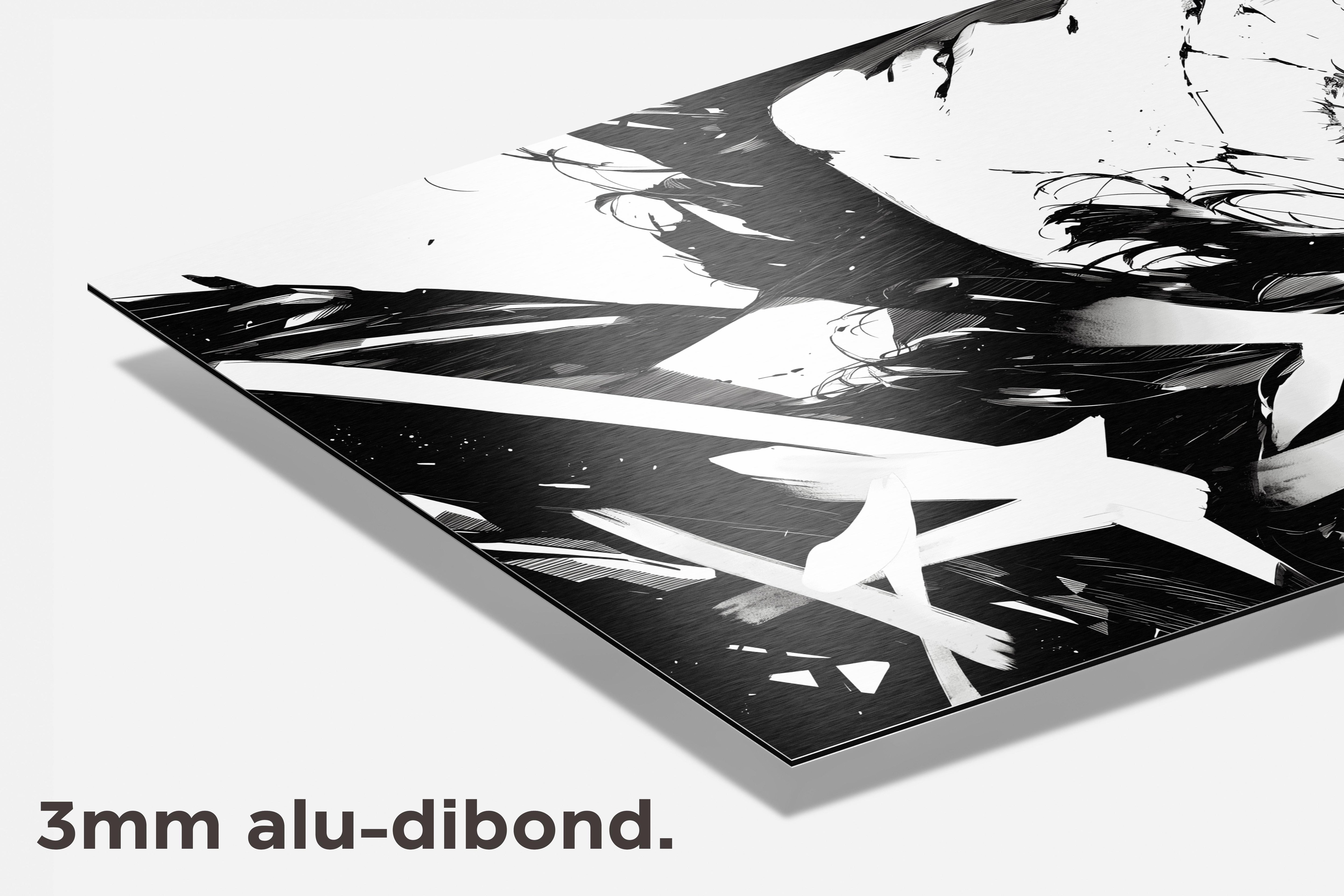 Manga Zwart Wit dibond detail