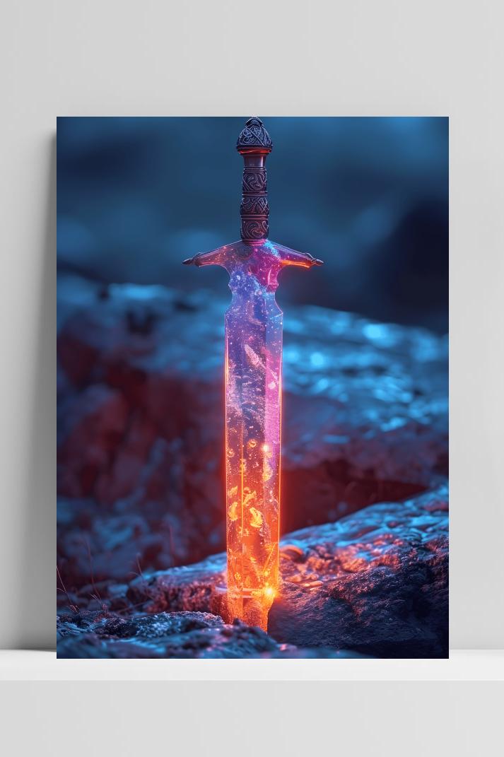 Magisch Zwaard op 3mm aluminium dibond