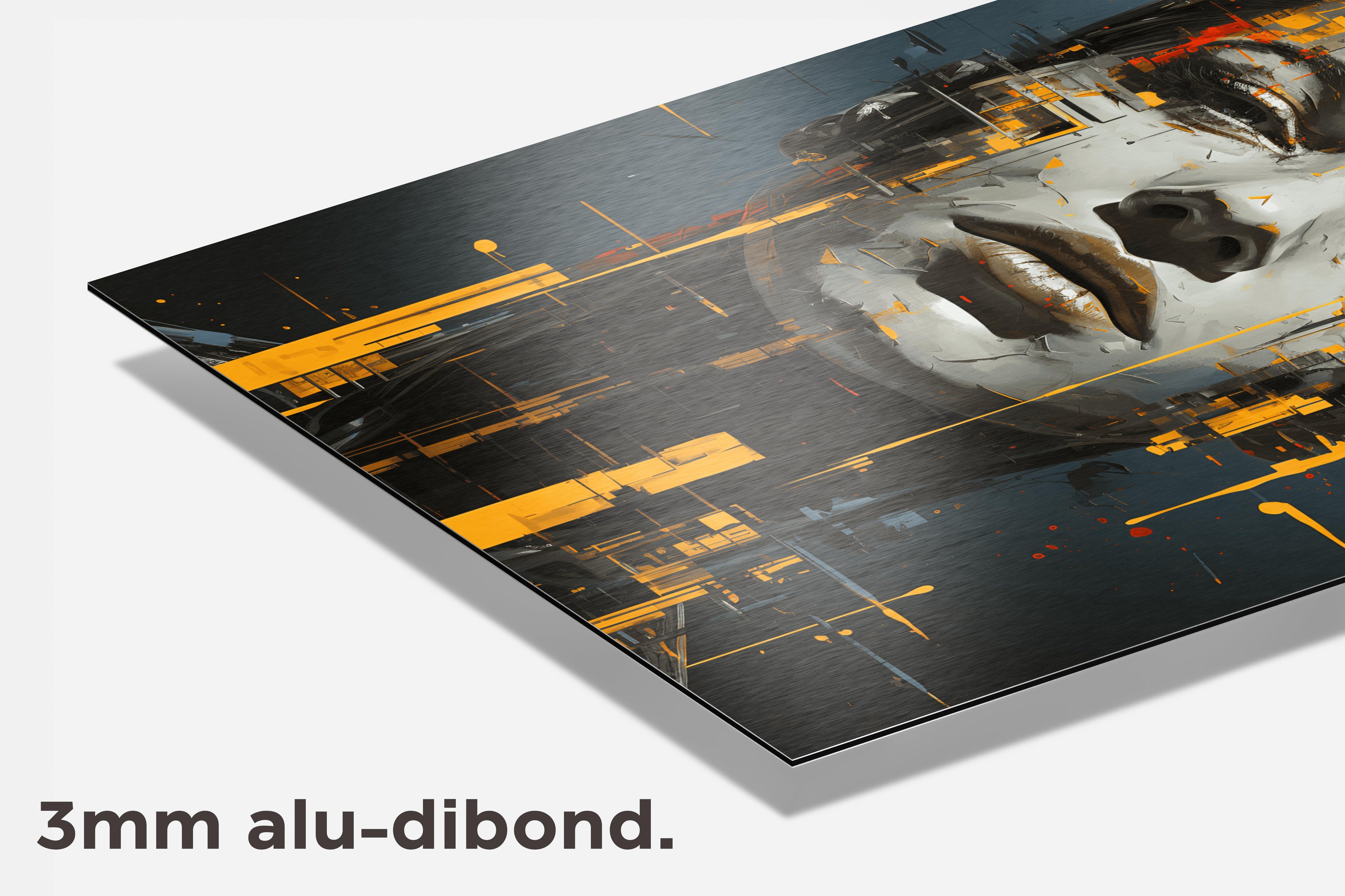 Geel Glitch dibond detail