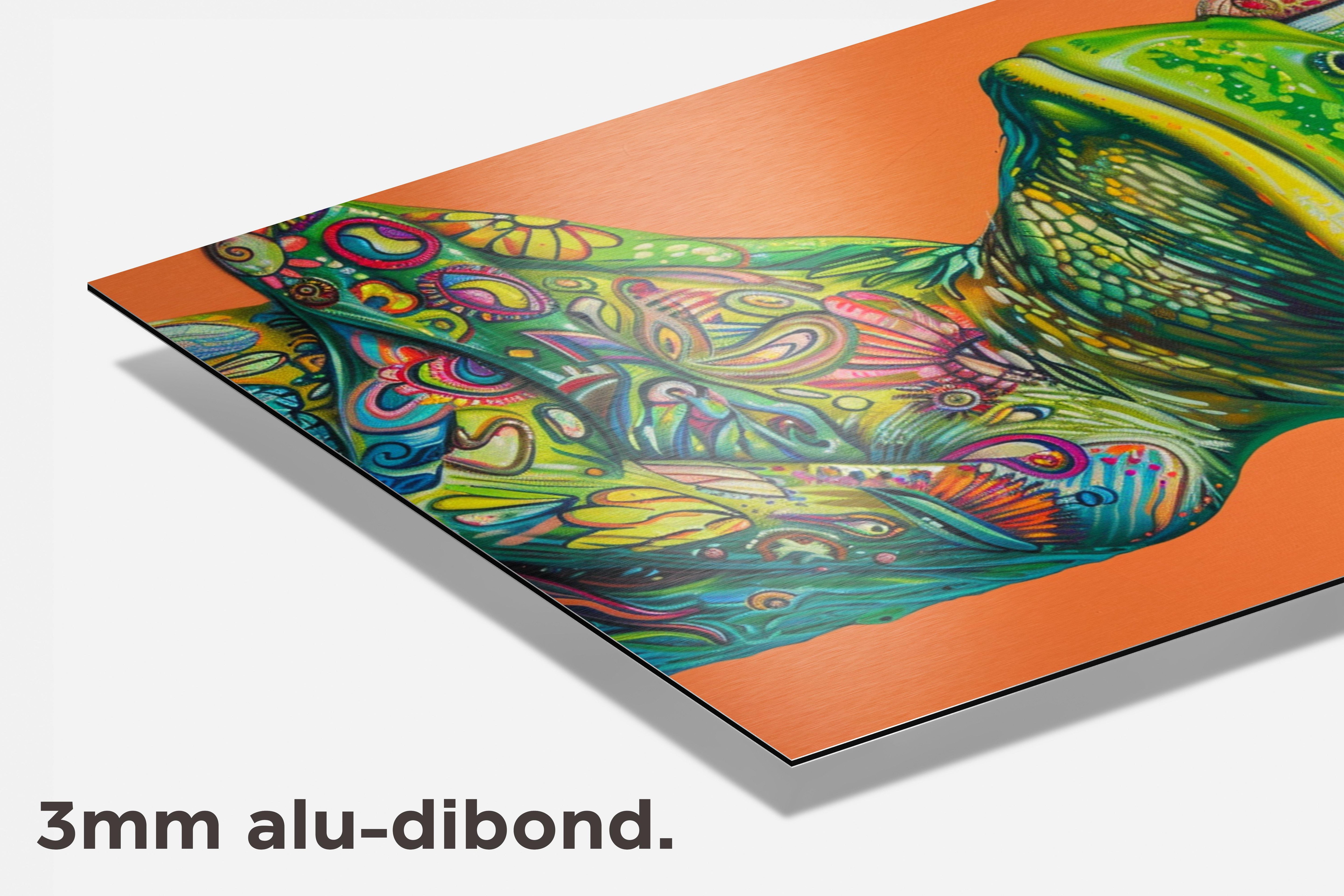 Getatoeëerde kikker dibond detail