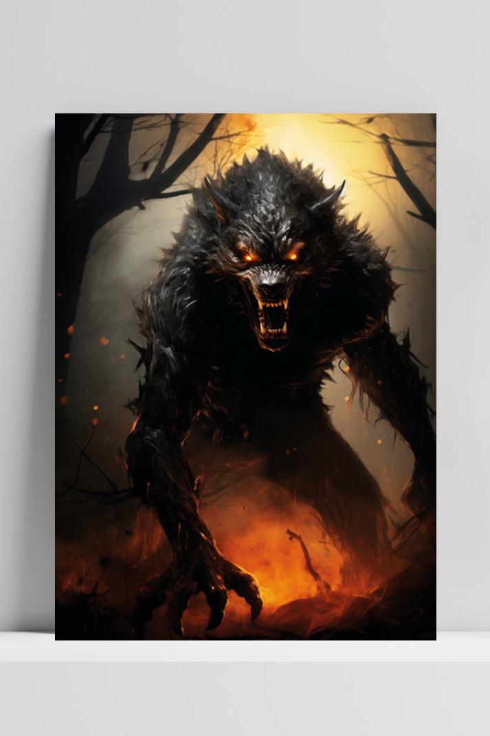 Halloween Weerwolf op 3mm aluminium dibond