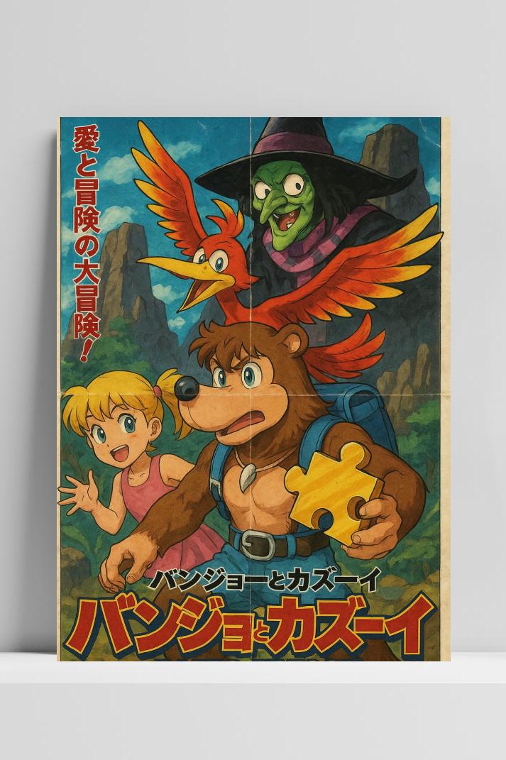 Banjo-Kazooie Manga op 3mm aluminium dibond