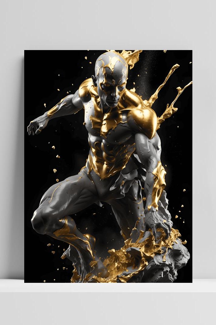 Gouden Standbeeld op 3mm aluminium dibond
