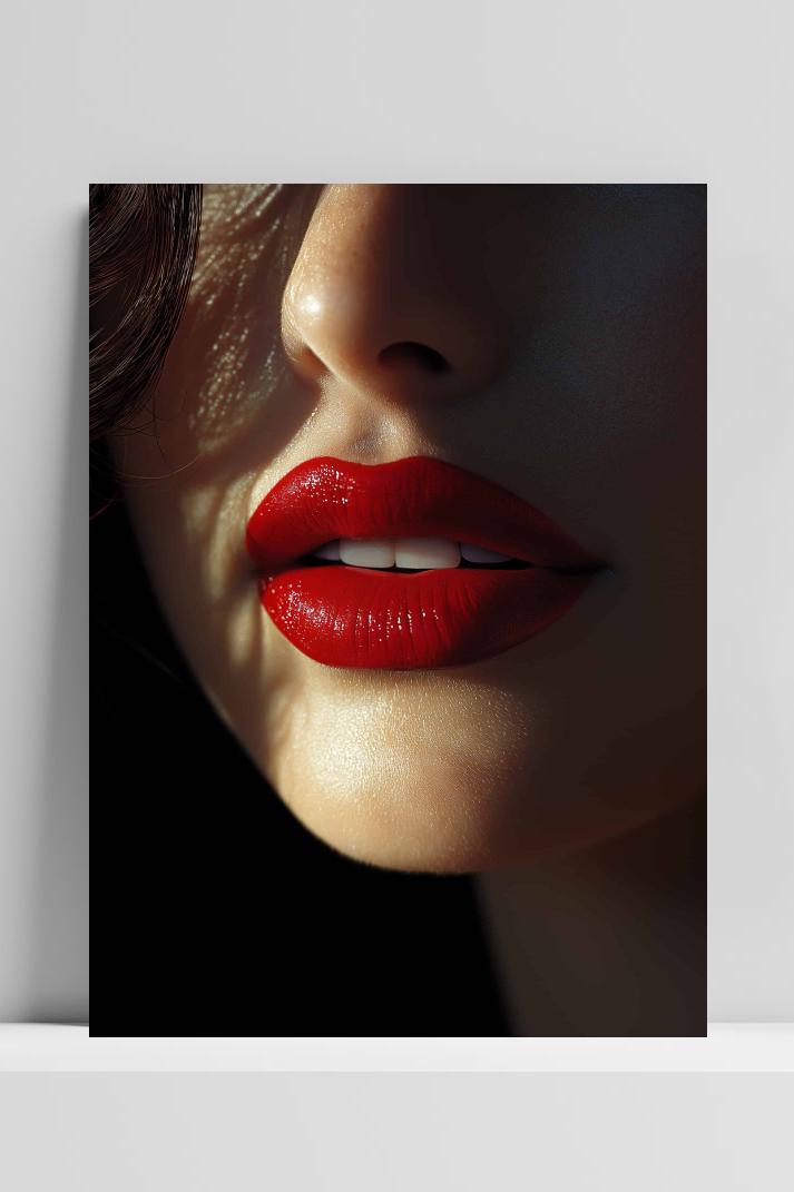 Rode Lippen op 3mm aluminium dibond