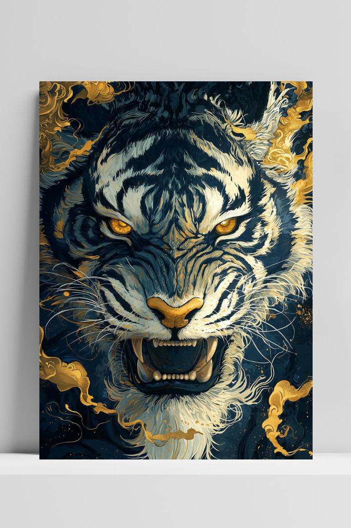 Tijger op 3mm aluminium dibond