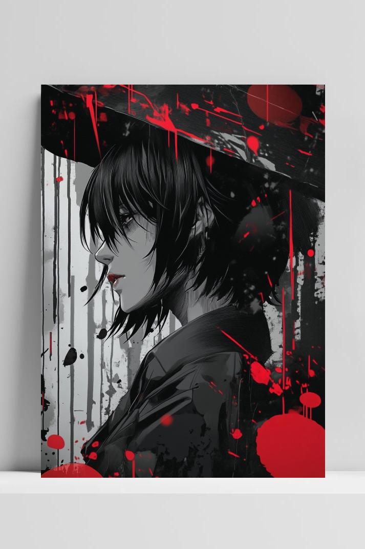 Woman Side view Anime Gothic im Interieur