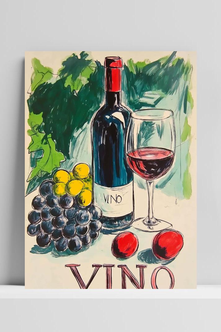 Vino Text Aquarel op 3mm aluminium dibond