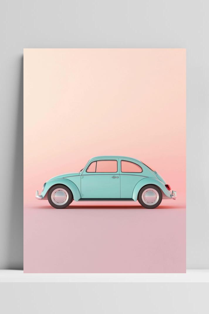 Car Vintage op 3mm aluminium dibond