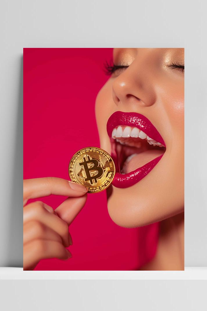 Bitcoin Dame op 3mm aluminium dibond