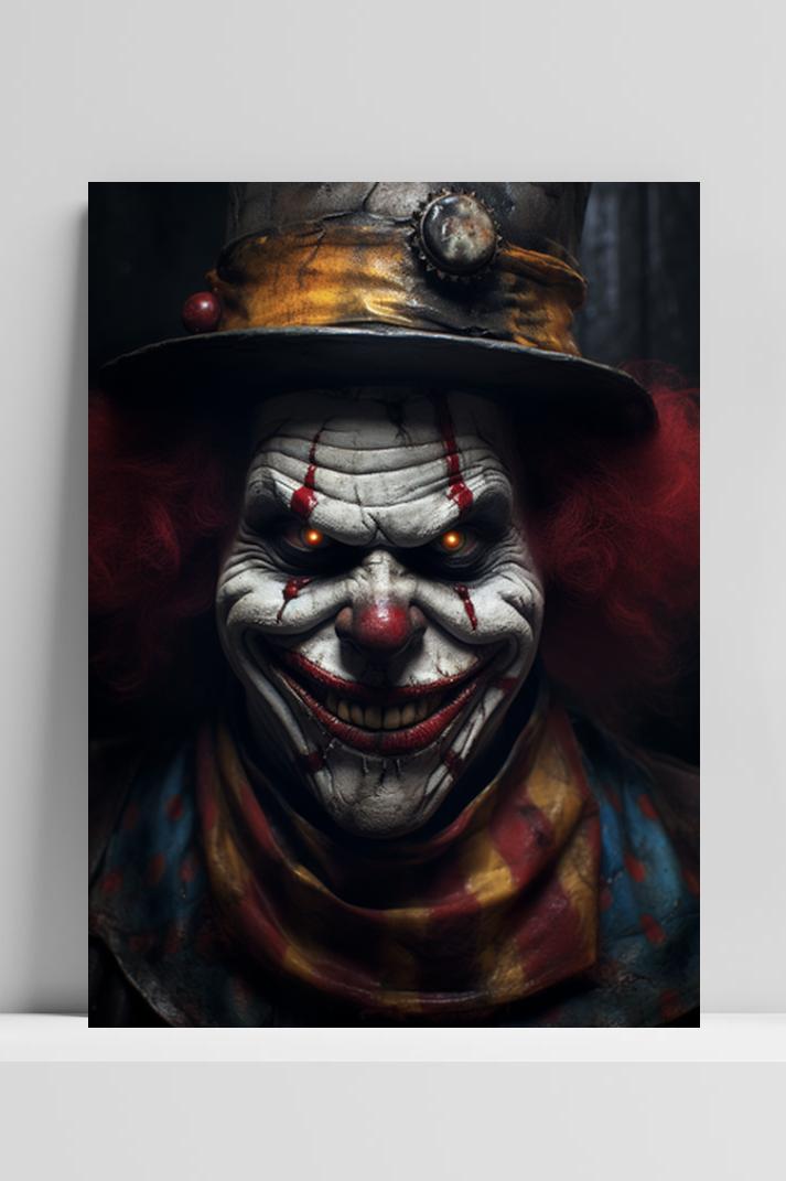 Halloween Enge Clown op 3mm aluminium dibond