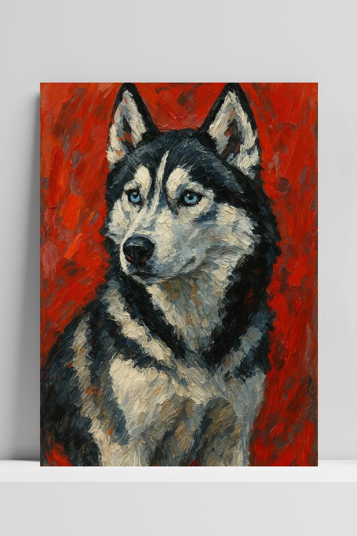 Husky Dog Aquarel in interieur