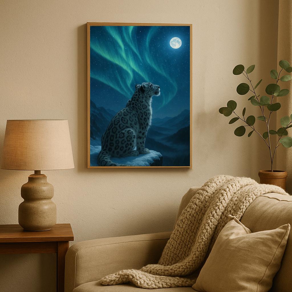 Leopard Northern Lights poster sfeerbeeld 2
