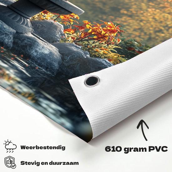 Tuinposter Zen Herfst materiaal-detail: 610 grams weerbestendig PVC-doek
