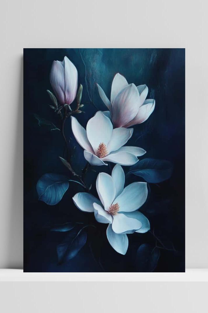 Magnolia Flowers op 3mm aluminium dibond