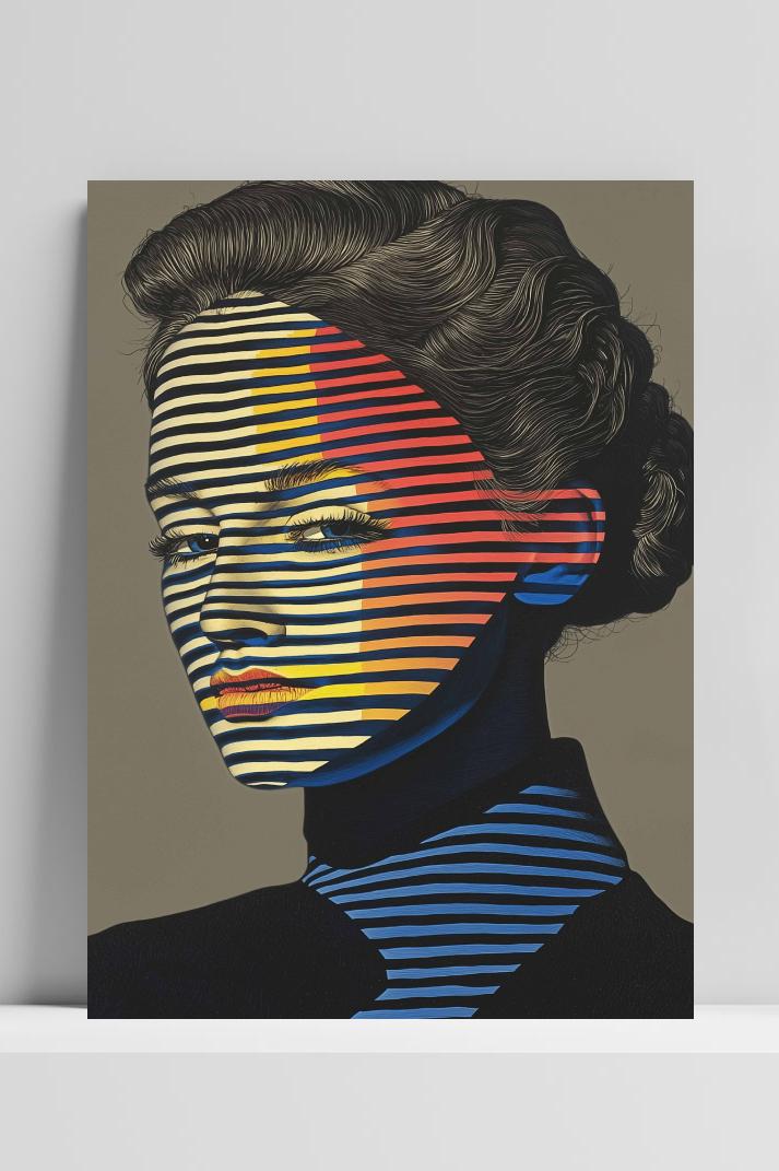 Strepen Vrouw Kunst op 3mm aluminium dibond