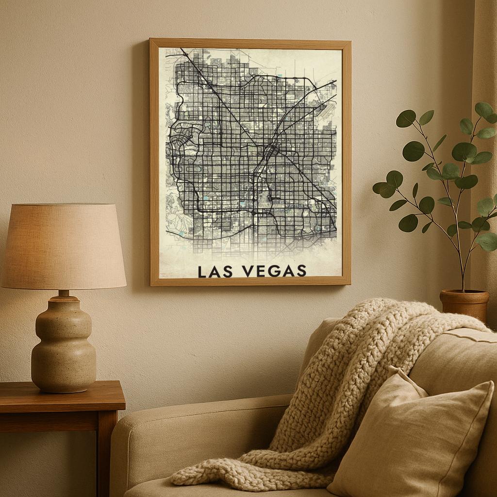 Las Vegas Map Nevada Vintage poster sfeerbeeld 2