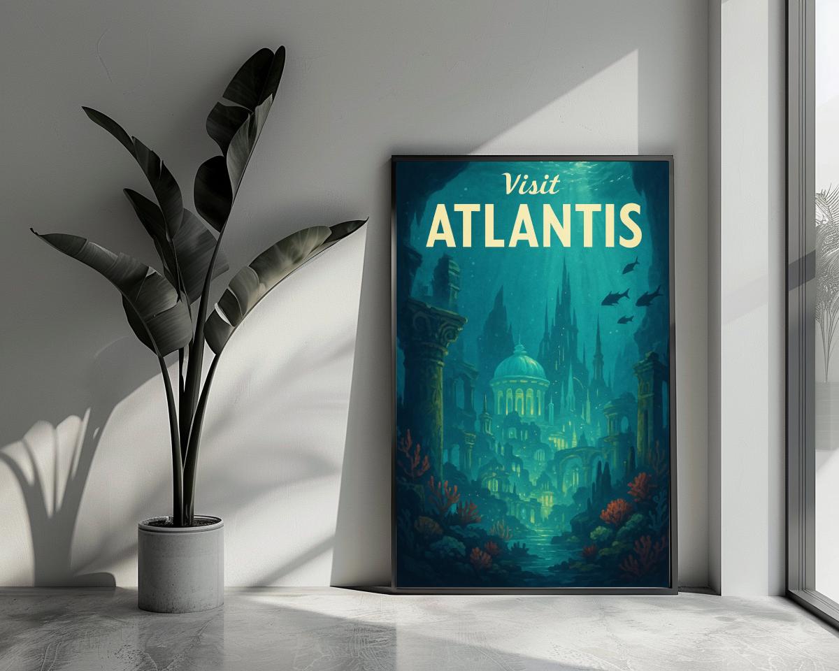 Visit Atlantis Text Quote poster van 25 Artstreet