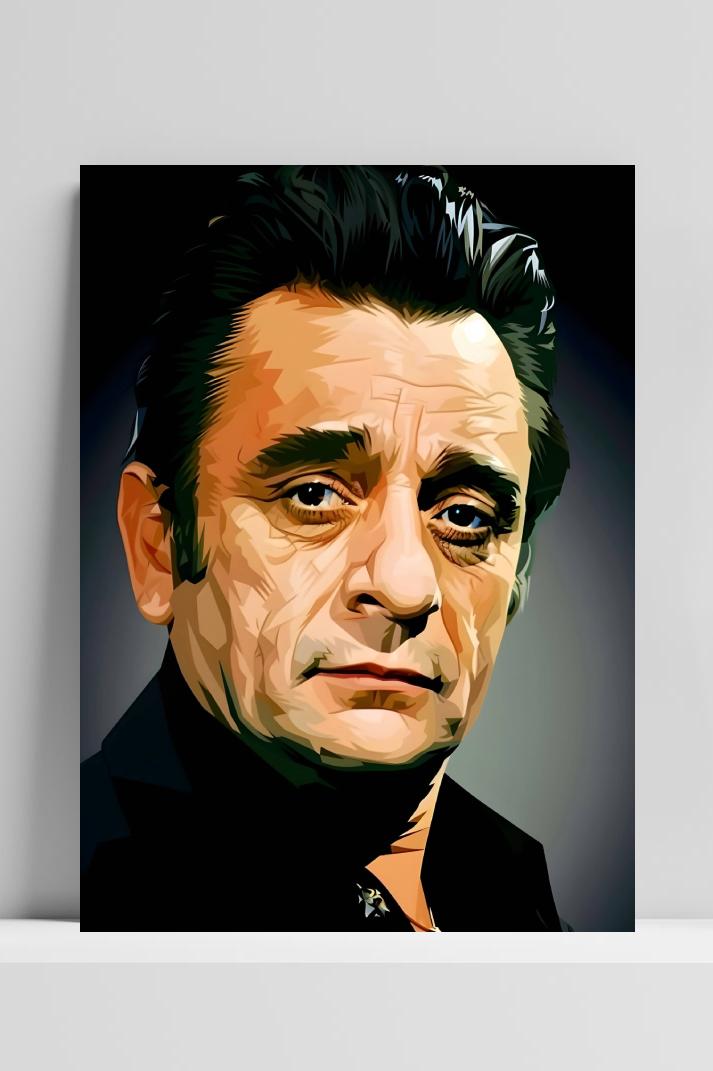 Johnny Cash op 3mm aluminium dibond
