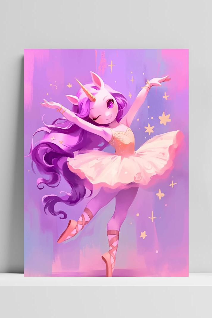 Unicorn Ballerina op 3mm aluminium dibond