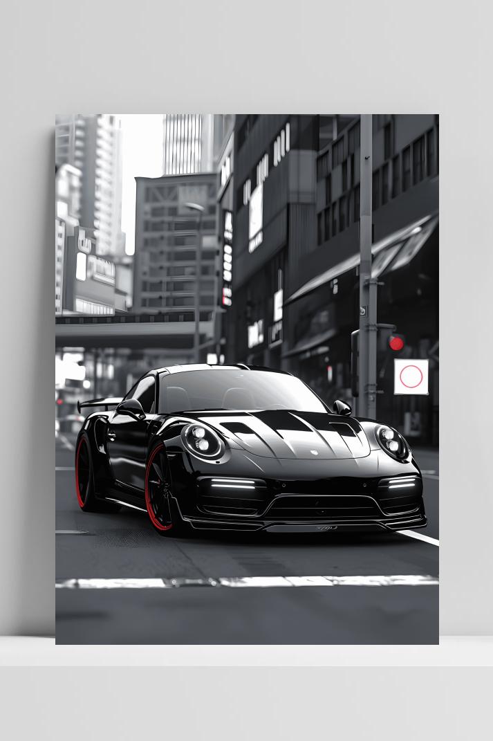 Porsche op 3mm aluminium dibond