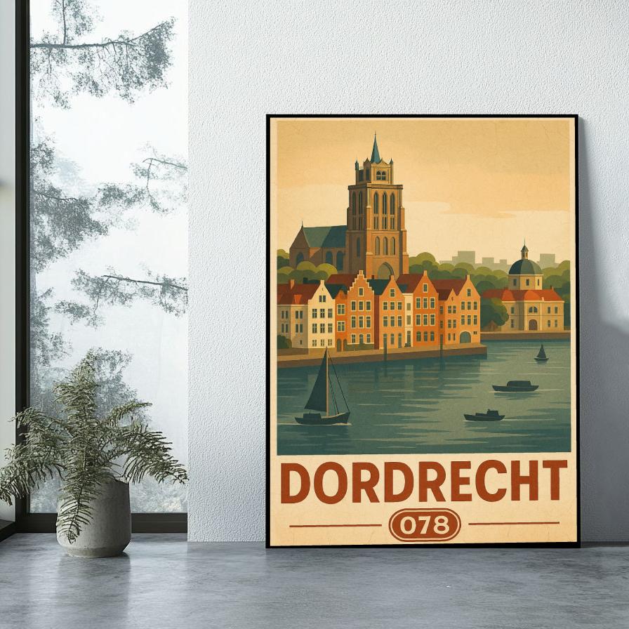 Dordrecht Text Vintage poster sfeerbeeld 1