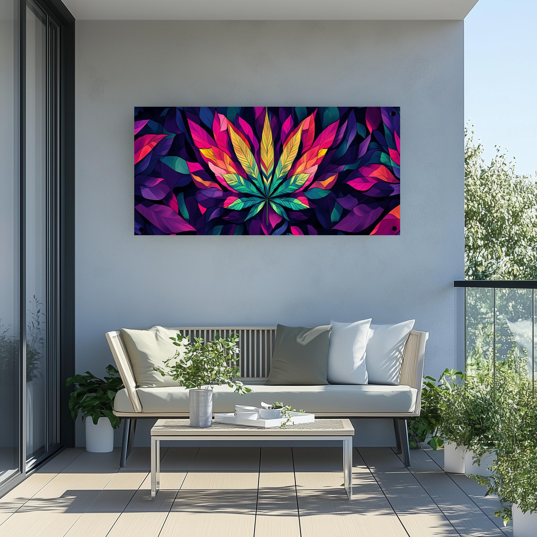 Tuinposter Cannabis Kleurrijk sfeerbeeld 4