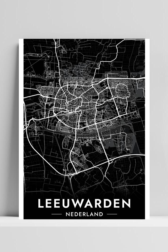Leeuwarden Map op 3mm aluminium dibond