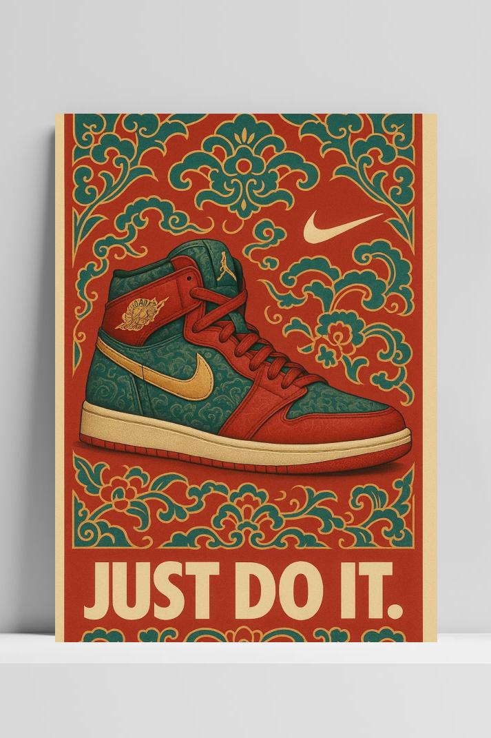 Just Do It Shoe Text op 3mm aluminium dibond