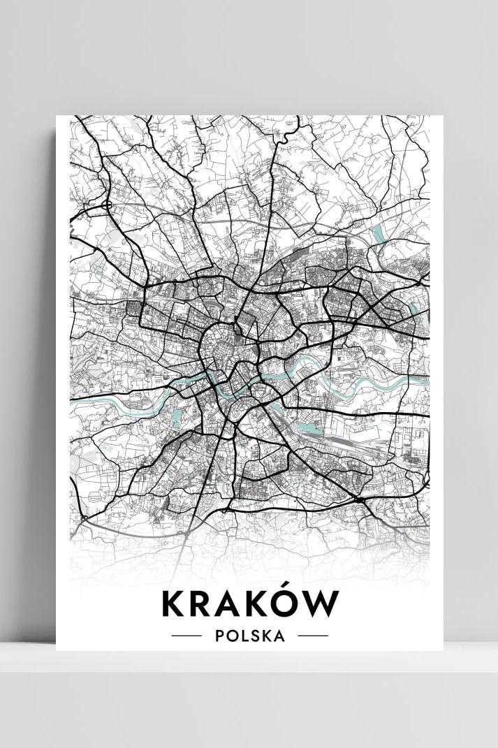 Krakau Kaart Polen op 3mm aluminium dibond