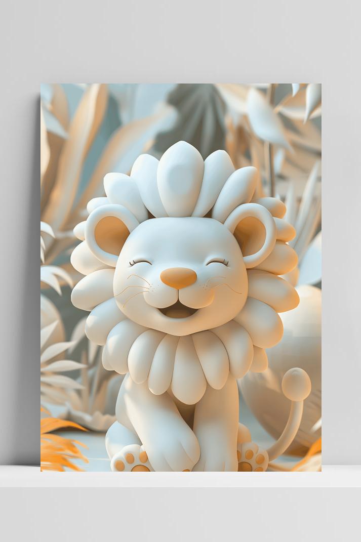 Witte Babyleeuw op 3mm aluminium dibond