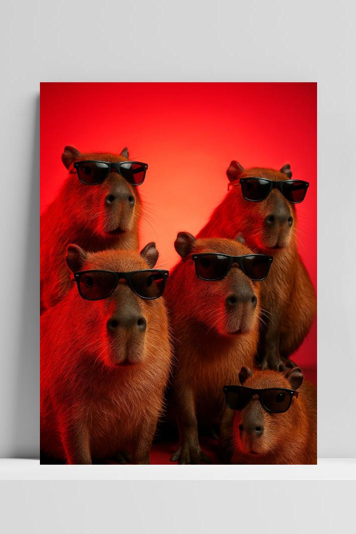 Capybara Sunglasses op 3mm aluminium dibond